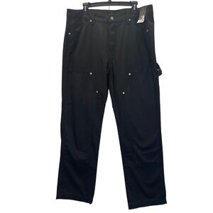 NO BOUNDARIES Men Black Carpenter Pants Relaxed Fit Size 38X30 Cotton Blend Work